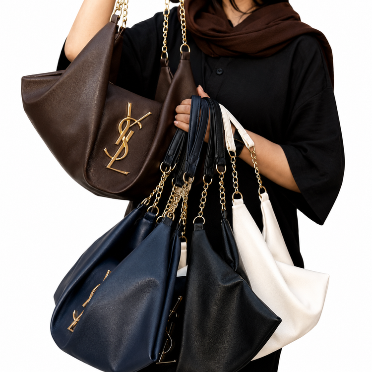 کیف دوشی زنانه YSL مدل هلالی زنجیری